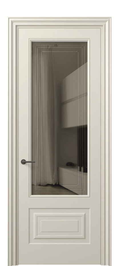 Межкомнатная дверь Mascot 8442 Матовый бежево-серый Прозрачное бронзовое стекло с гравировкой "Грани", триплекс Цена 62079 ₽ | Volhovec