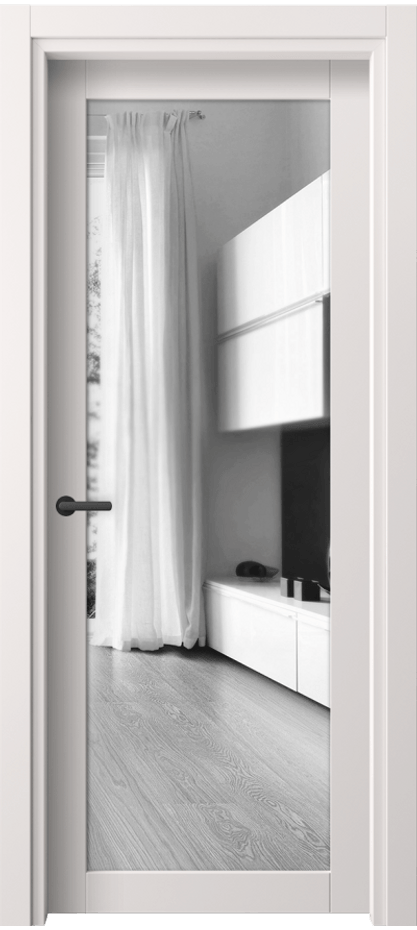 Межкомнатная дверь Neo 2102 ПЭТ кремово-серый Двустороннее зеркало, триплекс, 6 мм Цена 25359 ₽ | Volhovec