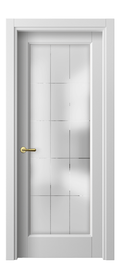 Межкомнатная дверь Galant 1402 Матовый белоснежный Сатинированное стекло с гравировкой "Лофт" Цена 50199 ₽ | Volhovec
