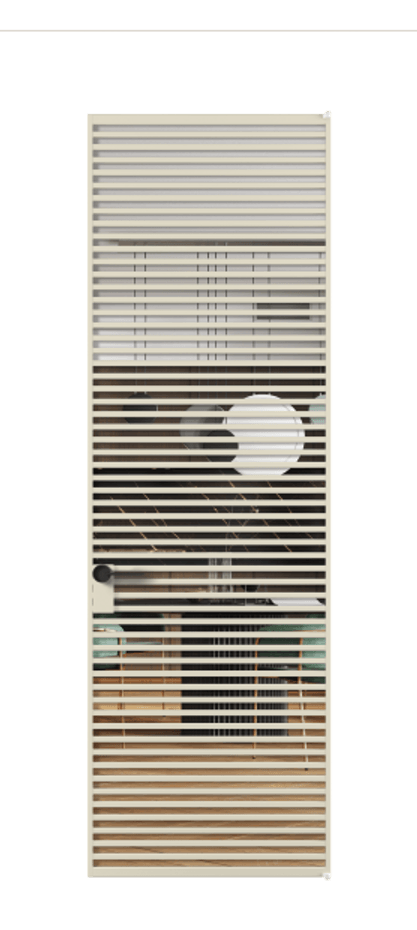 Алюминиевая дверь АЛПЛ040.07 Алюминий бежево-серый Прозрачное стекло "Crystal Vision", калёное, 6 мм Цена 192200  | Volhovec