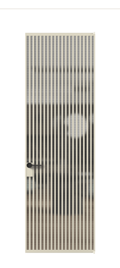 Алюминиевая дверь АЛПЛ040.06 Алюминий бежево-серый Декоративное стекло с сеткой "Mesh silver", триплекс, 6 мм Цена 183052  | Volhovec