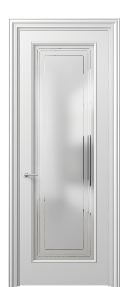 Межкомнатная дверь Mascot 8400 Матовый белоснежный Сатинированное стекло с гравировкой "Грани", триплекс, 7 мм Цена 68290 ₽ | Volhovec