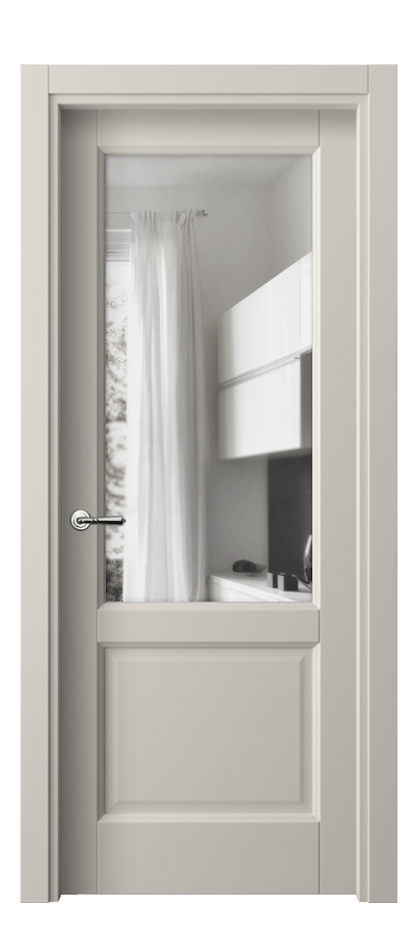 Межкомнатная дверь Galant 1422 ПЭТ светло-серый Прозрачное стекло, 4 мм Цена 1320 AZE | Volhovec