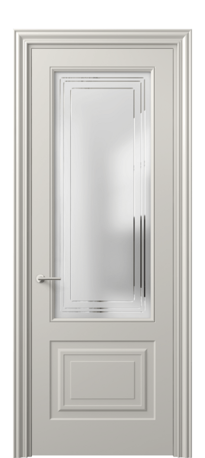 Межкомнатная дверь Mascot 8452 Матовый облачно-серый Сатинированное стекло с гравировкой "Грани", триплекс, 7 мм Цена 68290 ₽ | Volhovec