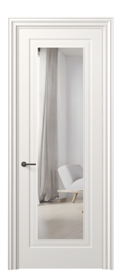 Межкомнатная дверь Mascot 8403 Матовый пудровый белый Двустороннее зеркало, триплекс Цена 73099 ₽ | Volhovec