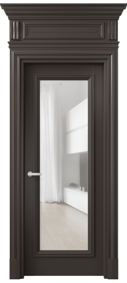 Межкомнатная дверь Antique 7300 Бук антрацит Рифлёное стекло "Дюна", триплекс, 8 мм Цена 127383 ₽ | Volhovec