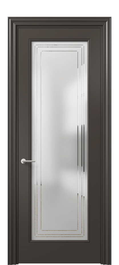 Межкомнатная дверь Mascot 8400 Матовый антрацит Сатинированное стекло с гравировкой "Грани", триплекс, 7 мм Цена 68290 ₽ | Volhovec