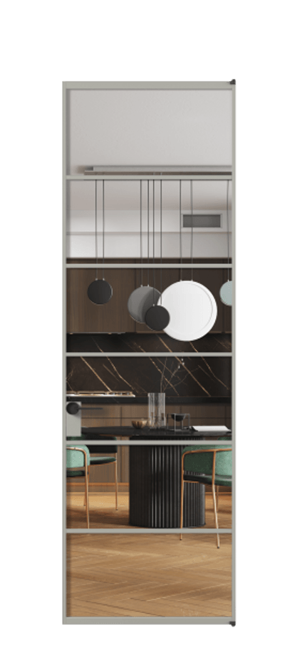 Алюминиевая дверь АЛПЛ040.04 Алюминий нейтральный серый Прозрачное стекло "Crystal Vision", калёное, 6 мм Цена 127861  | Volhovec