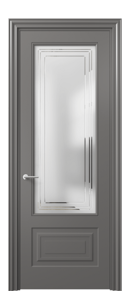 Межкомнатная дверь Mascot 8442 Матовый классический серый Сатинированное стекло с гравировкой "Грани", триплекс, 7 мм Цена 68290 ₽ | Volhovec
