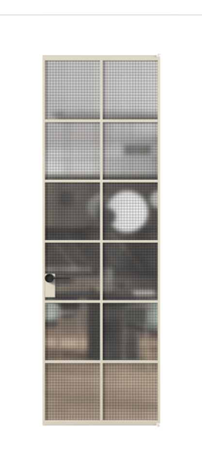 Алюминиевая дверь АЛПЛ040.05 Алюминий бежево-серый Декоративное стекло с сеткой "Mesh silver", триплекс, 6 мм Цена 121772  | Volhovec