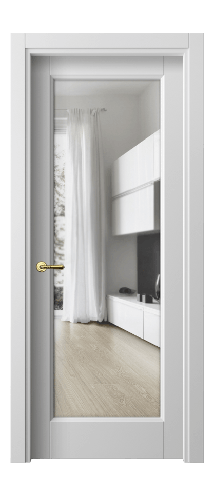 Межкомнатная дверь Galant 1402 Матовый белоснежный Прозрачное стекло Цена 49199 ₽ | Volhovec