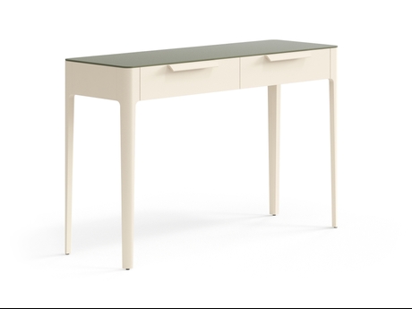Мебель Консоль Piega 2 ящика. Цвет Матовый светло-бежевый. Материал Гладкая эмаль. Коллекция Консоль Piega 2 ящика. Картинка.