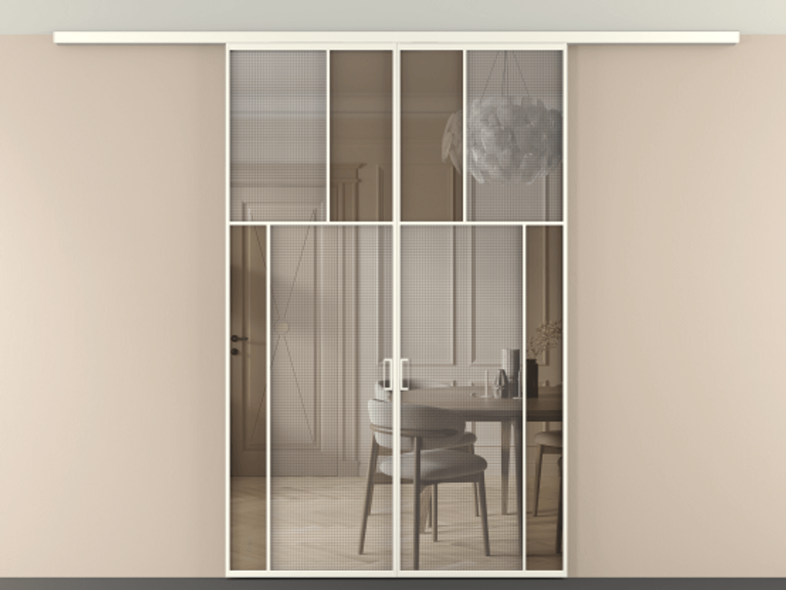 Перегородка Mosaic вдоль стены на потолок двустворчатая #VENDORCODE# #FURNISH# #GLASS# Цена #PRICE# #CURRENCY# | Volhovec