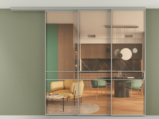 Алюминевая перегородка АЛПР 040.02_АНСР_ПРОЗ ОРАНЖ_new. Цвет Алюминий нейтральный серый. Материал Алюминий в эмали. Коллекция Перегородка Formato вдоль стены на потолок 3 створки с синхронным механизмом. Фото. Алюминевая перегородка АЛПР 040.02_АНСР_ПРОЗ ОРАНЖ_new. Цвет Алюминий нейтральный серый. Материал Алюминий в эмали. Коллекция Перегородка Formato вдоль стены на потолок 3 створки с синхронным механизмом. Картинка.