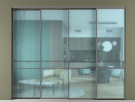 Алюминевая перегородка АЛПР 040.02_АКЛС_САТ ГОЛ_new. Цвет Алюминий классический серый. Материал Алюминий в эмали. Коллекция Перегородка Formato внутри проёма 4 створки с синхронным механизмом. Фото. Алюминевая перегородка АЛПР 040.02_АКЛС_САТ ГОЛ_new. Цвет Алюминий классический серый. Материал Алюминий в эмали. Коллекция Перегородка Formato внутри проёма 4 створки с синхронным механизмом. Картинка.