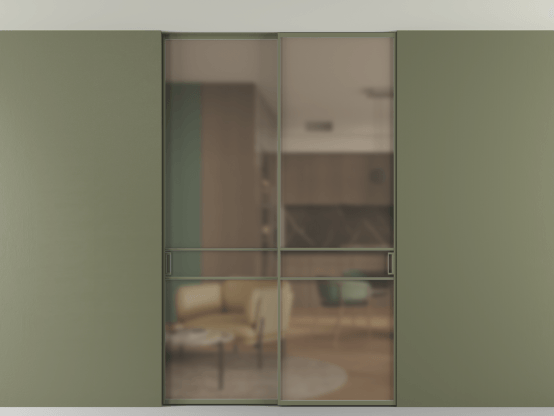 Алюминевая перегородка АЛПР 040.02_АОТ_Бронза сатин триплекс_new. Цвет Алюминий оливковый тёмный. Материал Алюминий в эмали. Коллекция Перегородка Формато внутри проёма скрытое крепление в потолок 2 створки. Фото. Алюминевая перегородка АЛПР 040.02_АОТ_Бронза сатин триплекс_new. Цвет Алюминий оливковый тёмный. Материал Алюминий в эмали. Коллекция Перегородка Формато внутри проёма скрытое крепление в потолок 2 створки. Картинка.