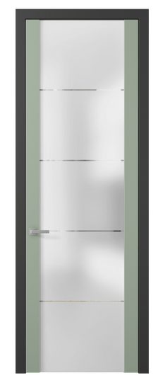 Дверь межкомнатная 4114 ПЭСО ГРА. Цвет ПЭТ светло-оливковый. Материал ПЭТ. Коллекция Planum. Картинка.
