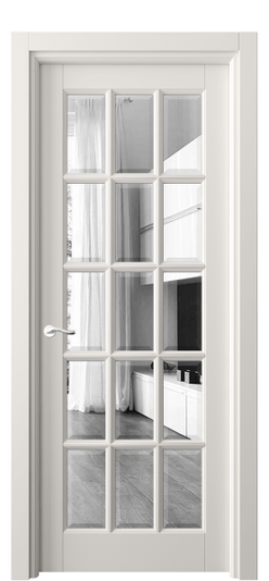 Дверь межкомнатная 0708 МПБЛ ЗЕР-Ф. Цвет Матовый пудровый белый. Материал Гладкая эмаль. Коллекция Лигнум. Картинка.