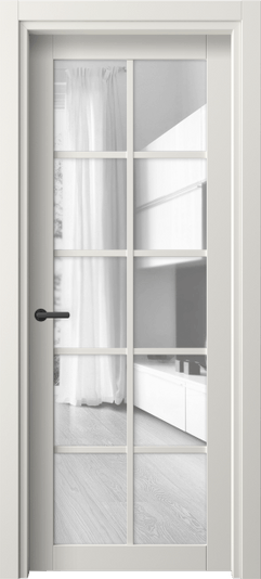 Дверь межкомнатная 2106 СТБЛ Прозрачное стекло. Цвет Софт-тач белоснежный. Материал Полипропилен. Коллекция Neo. Картинка.