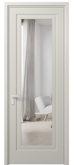 Дверь межкомнатная 8303 МОС Зеркало с одной стороны. Цвет Матовый облачно-серый. Материал Гладкая эмаль. Коллекция Rocca. Картинка.