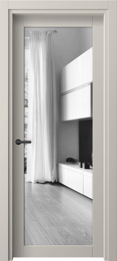 Дверь межкомнатная 2102 ПЭСС Двустороннее зеркало. Цвет ПЭТ светло-серый. Материал ПЭТ. Коллекция Neo. Картинка.