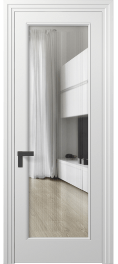 Дверь межкомнатная 8300 МБЛ Прозрачное стекло с гравировкой Rocca. Цвет Матовый белоснежный. Материал Гладкая эмаль. Коллекция Rocca. Картинка.