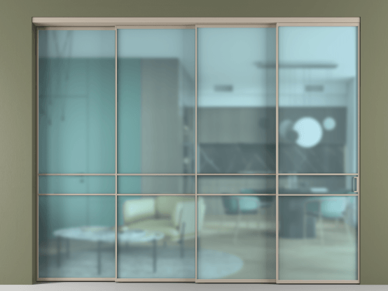 Алюминевая перегородка АЛПР 040.02_АБСК_САТ ГОЛ_new. Цвет Алюминий бисквитный. Материал Алюминий в эмали. Коллекция Перегородка Formato внутри проёма 4 створки с синхронным механизмом. Фото. Алюминевая перегородка АЛПР 040.02_АБСК_САТ ГОЛ_new. Цвет Алюминий бисквитный. Материал Алюминий в эмали. Коллекция Перегородка Formato внутри проёма 4 створки с синхронным механизмом. Картинка.