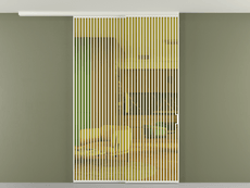 Перегородка Формато вдоль стены на потолок 2 створки с синхронным механизмом