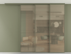 Перегородка Formato вдоль стены на потолок 3 створки с синхронным механизмом