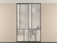 Перегородка Mosaic внутри проёма двустворчатая со скрытым креплением в потолок