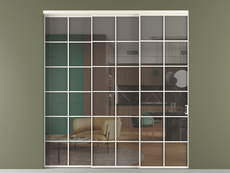 Перегородка Formato внутри проёма 3 створки с синхронным механизмом